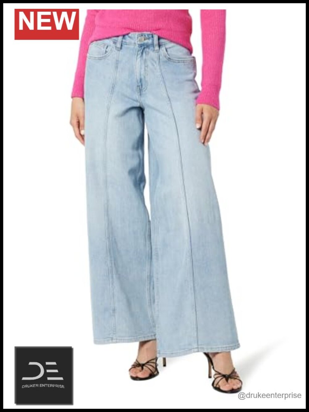 Relaxed Fit Wide Leg Jeans, Mid Rise, 5-Pocket, Stretch Denim